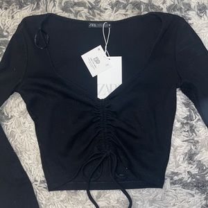 Zara long sleeve ruched detail top